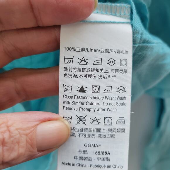 Giorgio's Linen Button Down Shirt Size M Turquoise - Picture 3 of 6